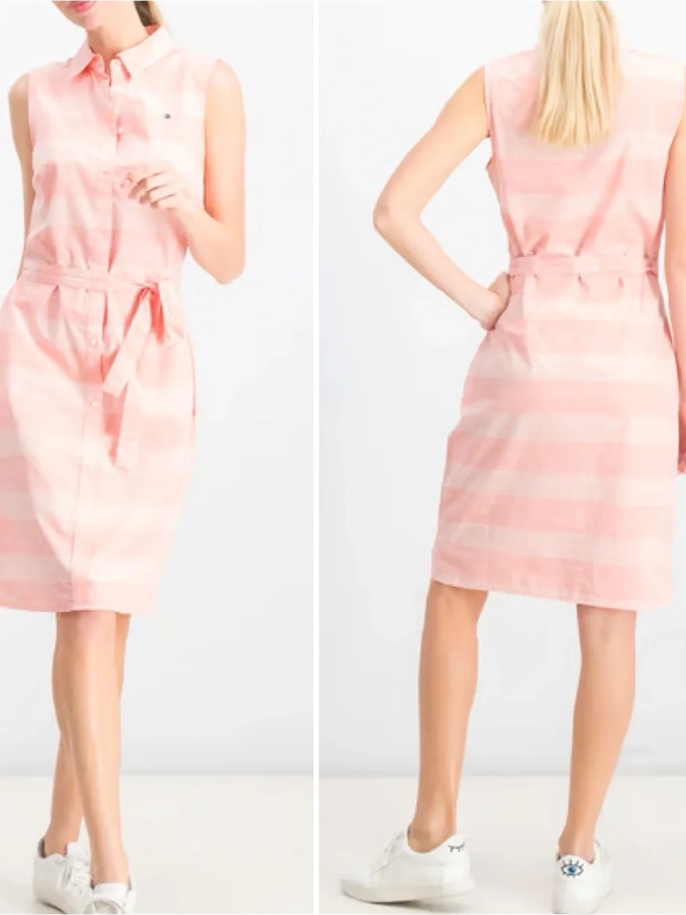 Tommy‎ Hilfiger Pink Plaid Gingham Shirt Dress Tie Waist Coastal Preppy Size 16 - Picture 14 of 14